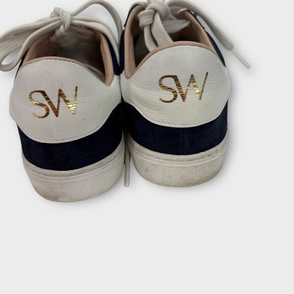 Stuart Weitzman Daryl Suede Sneakers in Blue and White Women's Size 5.5 - Picture 4 of 8